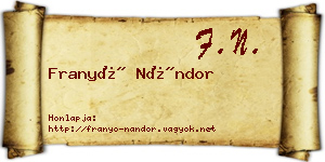 Franyó Nándor névjegykártya