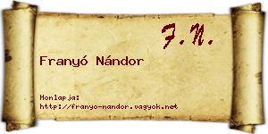 Franyó Nándor névjegykártya
